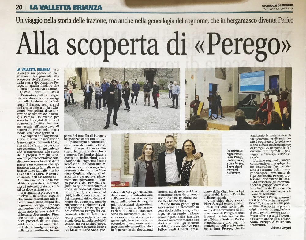 Giornale evento Perego